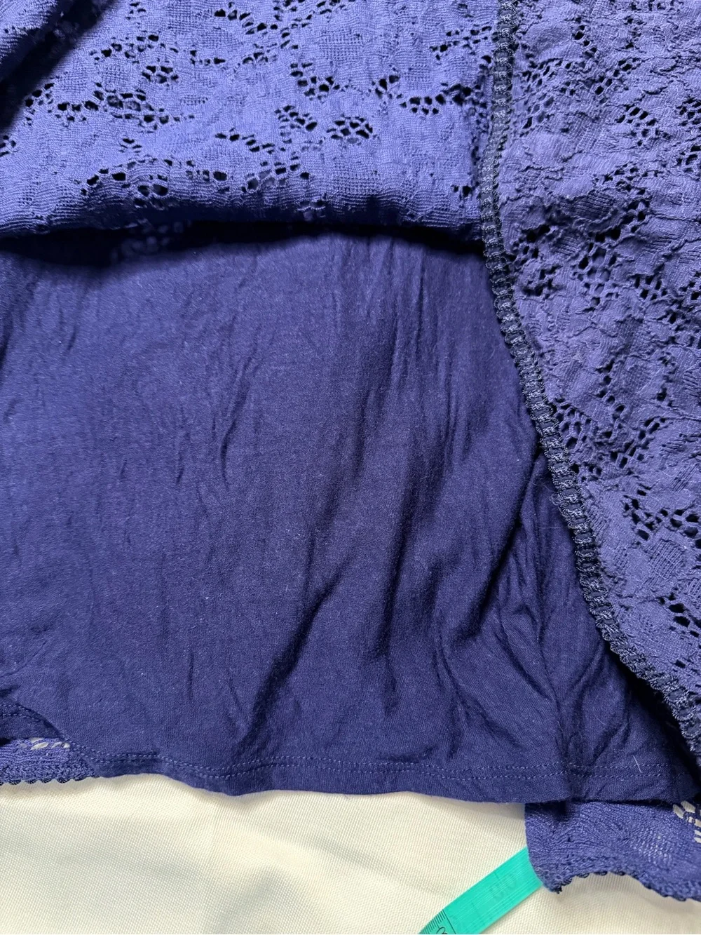 Navy blue free people lace dress lined Sz L